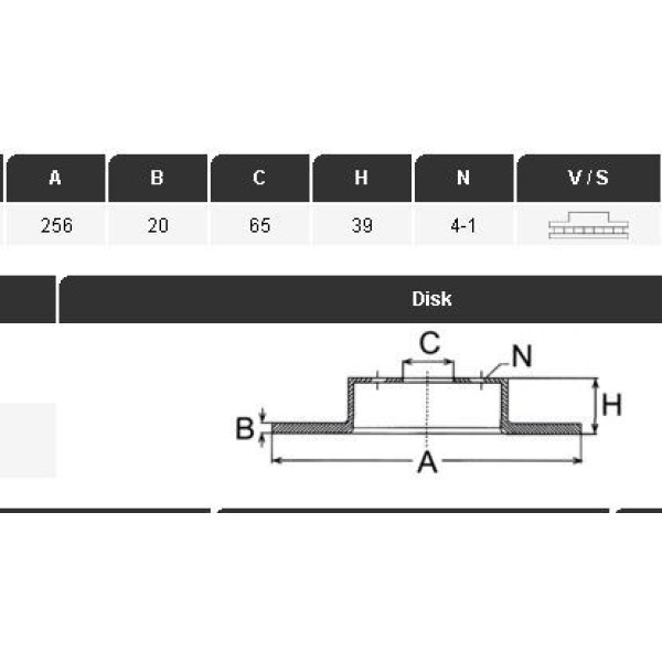 YAVUZSAN 36116 Fren Diski Caddy II 96-04Polo 88-97Golf III-IvcordobaIbizatoledojetta(256×20×4Dl)Ön H
