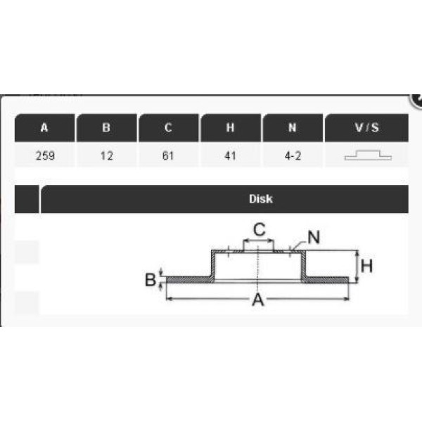 YAVUZSAN 49308 Fren Diski Ön Twingo / Logan I 04- Sandero I 08- 259×12×61 4 Bijon 