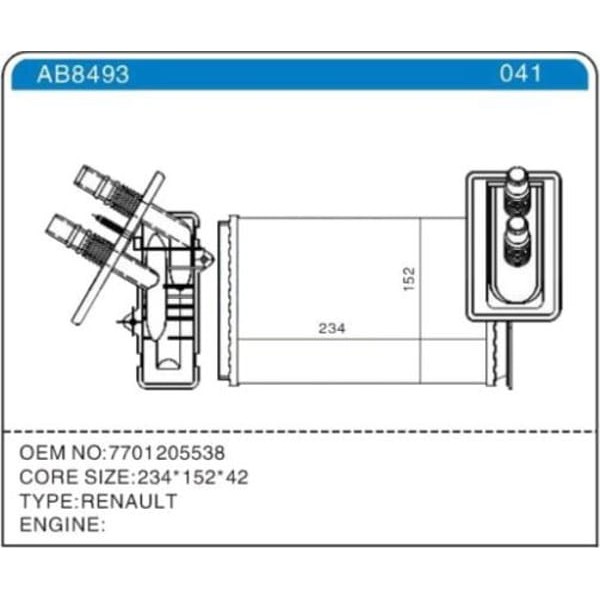 ZENON RN2652 Kalorifer Radyatörü Kangoo 1.4. 1.5 DCI. 1.9 D Tum Mod. 1998-08