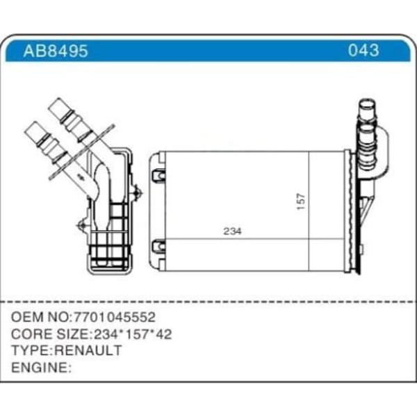 ZENON RN2653 Kalorifer Radyatörü CLIO II 00 Symbol II 08 234×157 