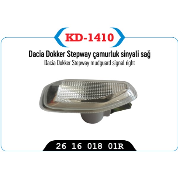 KAYA Plastik KD-1410 Çamurluk Sinyali Sağ Logan II Sandero II Dokker Stepway 12-