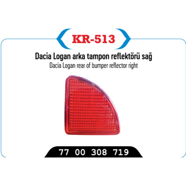 KAYA Plastik KR-513 Tampon Reflektörü Arka Sağ Kangoo / Logan 