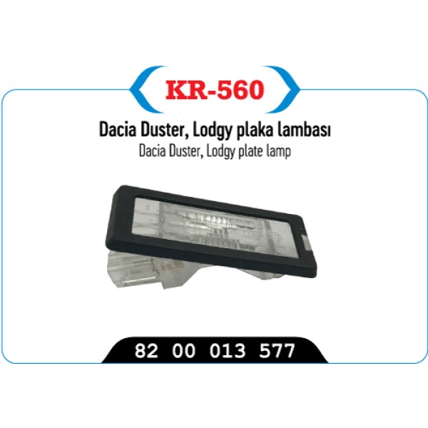 KAYA Plastik KR-560 Plaka Lambası Megane III Fluence Scenic II Captur Laguna II Latitude-Duster Loga