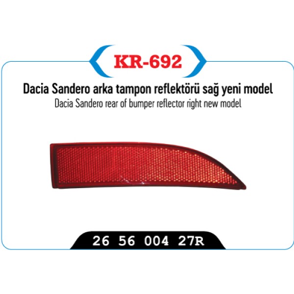 KAYA Plastik KR-692 Tampon Reflektörü Arka Sağ CLIO II Symbol 12-