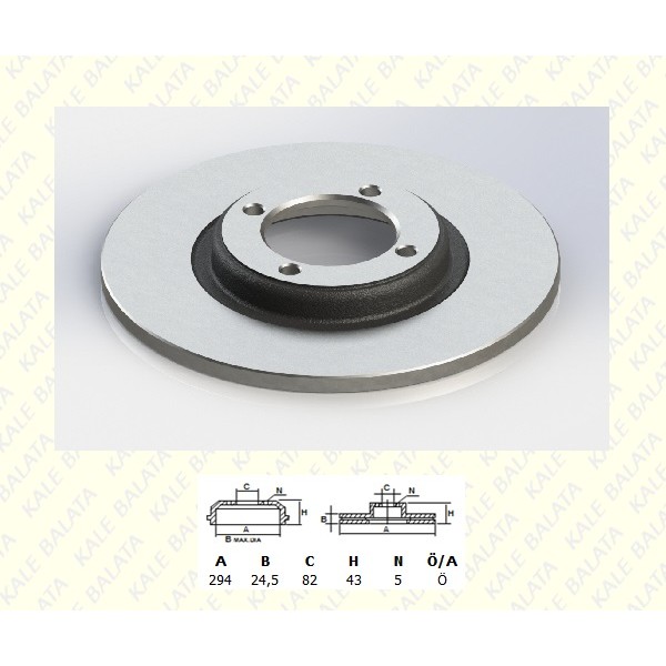 KALE Disk TFD00001 Fren Diski Ön Transit V184 00-06 Arkadan Çekişli Havalı 293,6Mm