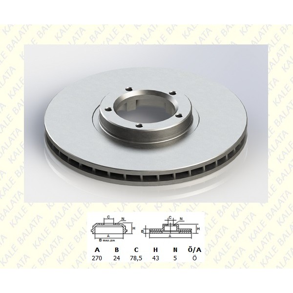 KALE Disk TFD00002 Fren Diski Ön Transit T15 91-00 Havalı 270Mm 