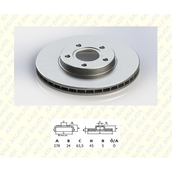 KALE BALATA TFD00003 Fren Diski Ön Connect 02-13 1.8TDCI Absli