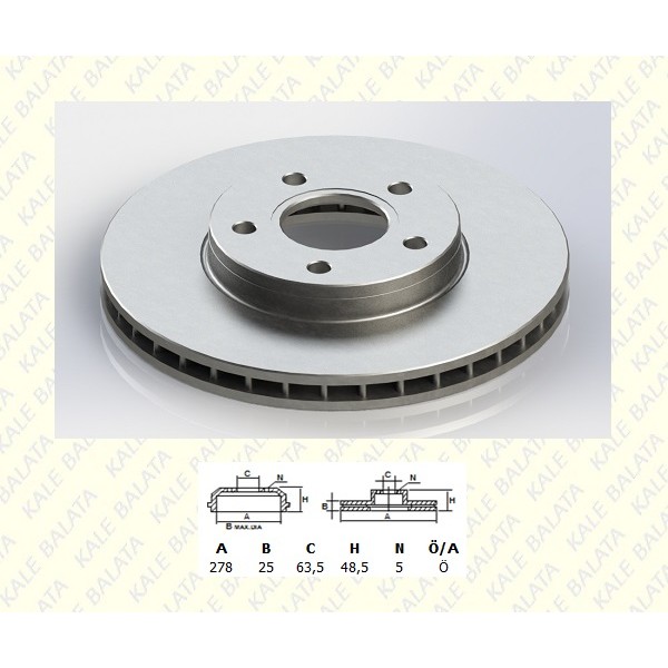 KALE BALATA TFD00008 Fren Diski Ön Focus III 1.6Eco 1.6TDCI Focus II 04- Focus II Cmax 03-07 Cmax 07 