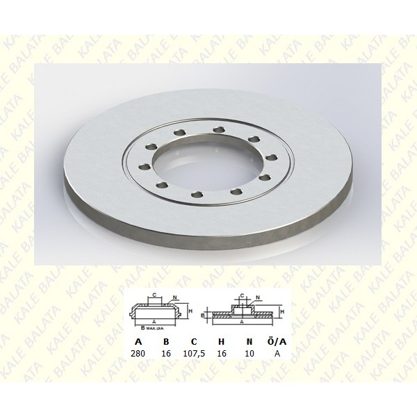 KALE Disk TFD00014 Fren Diski Arka Transit V347 06-14 Arkadan Çeker - Absli Düz 280Mm