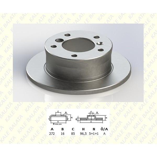 KALE Disk TFD00022 Fren Diski Arka Lt28-35 96-06 Lt28-46 96-06 / Sprinter 95-06 Düz 272Mm 