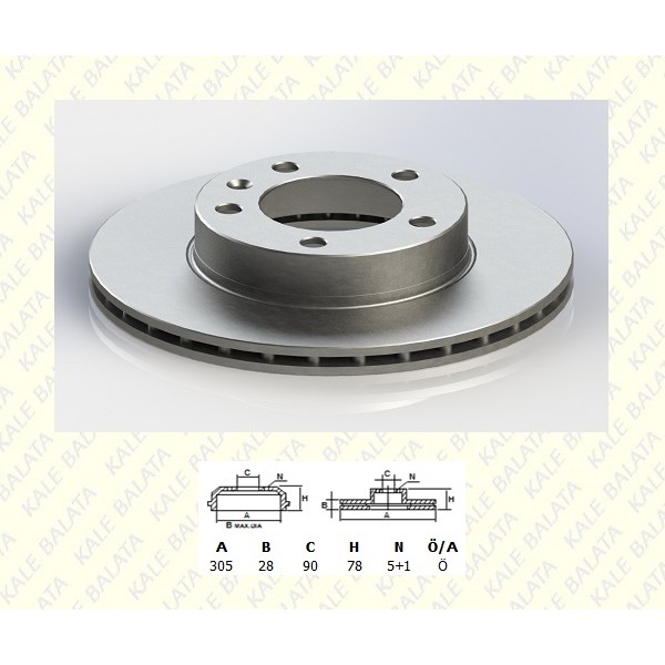 KALE BALATA TFD00042 Fren Diski Ön Diski Havalı Master II Movano 2.2 2.5DCI 2.8 16 Jant-5 Bijon
