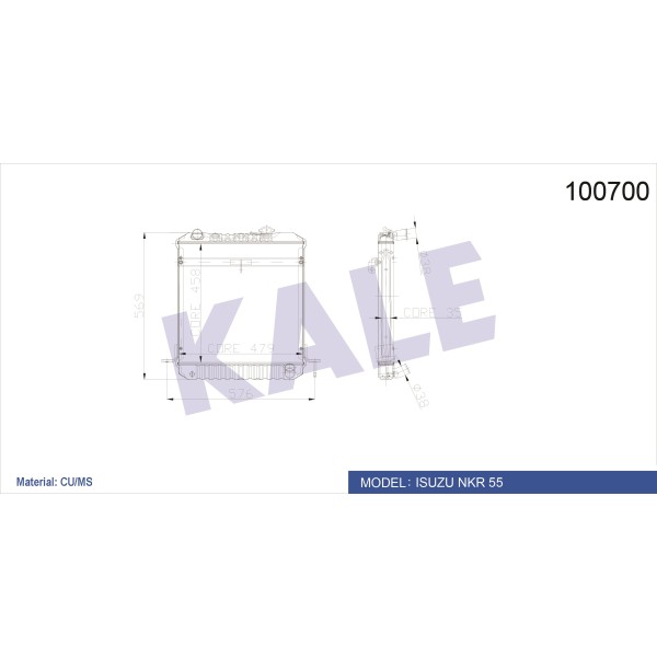 KALE OTO Radyatör 0012042PA Su Radyatörü Isuzu Nkr 55 Kamyonet 2 Sıra Pa Bakır 
