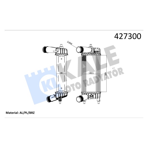 KALE RADYATÖR 020CAC150 Intercooler Radyatörü Ara Soğutucu Ford: Fiesta 17-Bmax Courier 1.0 Ecob