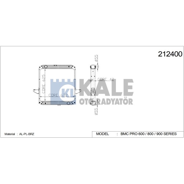 KALE OTO Radyatör 0827211AB Radyatör Al/Brz Pro 827 9157 Yeni Model Intc. Ab