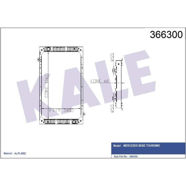 KALE OTO Radyatör 0909231AB Radyatör Al/Pl/Brz Tourısmo