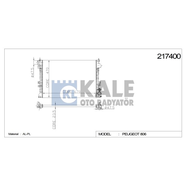 KALE OTO Radyatör 2048012AL Su Radyatörü 806 1.8İ 2.0İ 8V 2.0İ 16V 1 Sıra Al - Pl Alümınyum 
