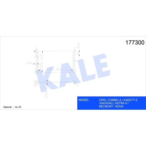 KALE RADYATÖR 2502022AL Radyatör Combo/ Kadette 1 Sıra 