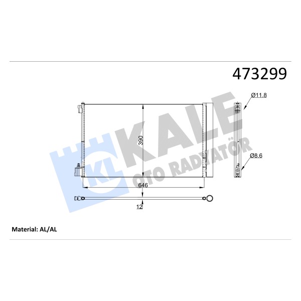 KALE 250ABC030 Klima Radyatörü (Kondenser) Malıbu-Insignia / Saloon  2.0 D / 2.4 /  1.6 / 1.8 / 2.0 