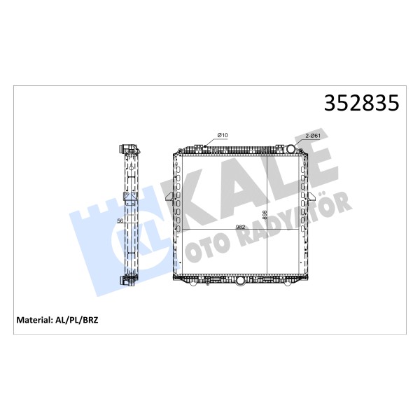 KALE OTO Radyatör 352835 Radyatör Al/Brz Mercedesactros Mp4-Antos Mt Çerçeveli