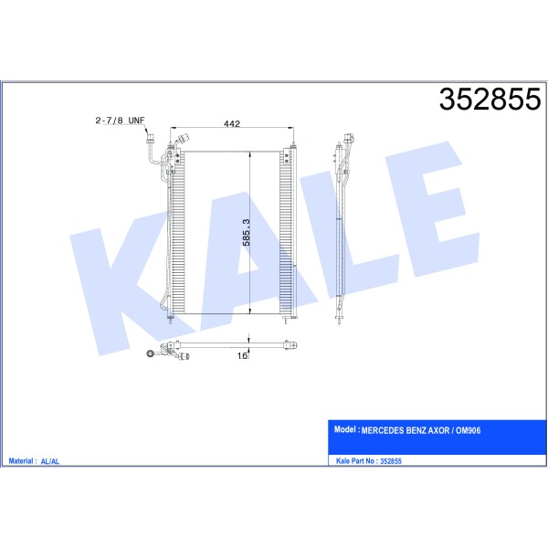 KALE OTO Radyatör 352855 Kondenser Al/Pl/Brz Mercedesaxor-Om906