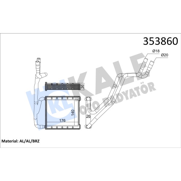 KALE OTO Radyatör 353860 Kalorifer Radyatörü Courier/B.Max 12-