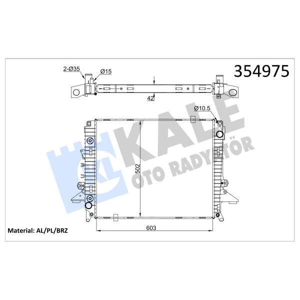 KALE OTO Radyatör 354975 Radyatör Al/Pl/Brz Land Rover Discovery III-Discovery IV-Range Rover Sport