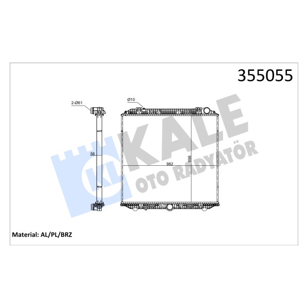 KALE OTO Radyatör 355055 Radyatör Al/Brz Mercedesactros Mp4-Antos Mt Çerçevesiz 
