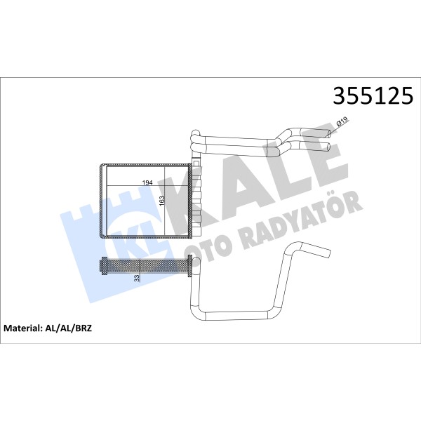 KALE Radyatör 355125 Kalorifer Radyatörü (Ford: C-Max / Focus III / Transit / Tourneo Connect) 