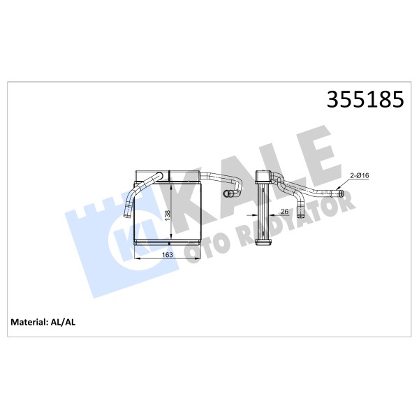 KALE OTO Radyatör 355185 Kalorifer Brazıng Al/Al Ford Ranger-Mazda B-Bt-50 Kalorifer