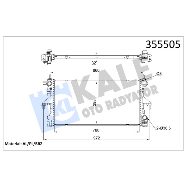 KALE OTO Radyatör 355505 Radyatör Brazıng Citroen Jumper-Peugeot Boxer Radyatör
