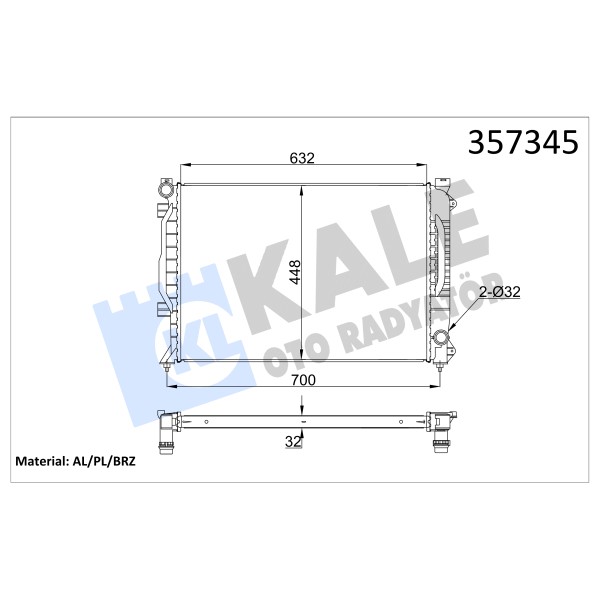 KALE OTO Radyatör 355530 Radyatör Brazıng Audi A6 Radyatör 