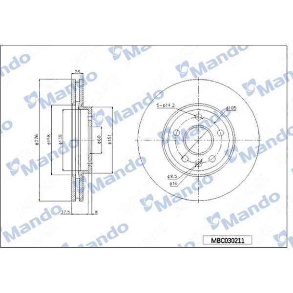MANDO MBC030211 Disk Ön (Ad) Astra.J-Cruze 15Jant 