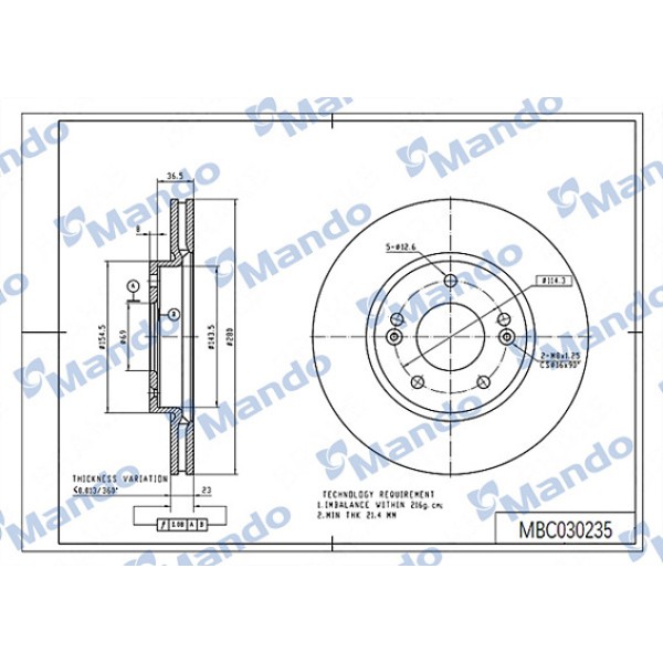MANDO MBC030235 Ön Fren Disk Aynası Hyundai I30 2011- Kia Ceed 2015-