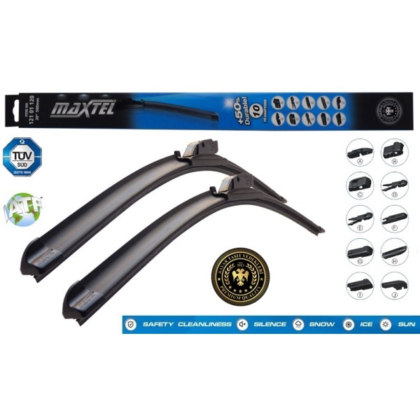 MAXTEL 12101126 Muz Tipi Silecek Süpürgesi Üniversal 10 Aparatlı 650 Mm 26 