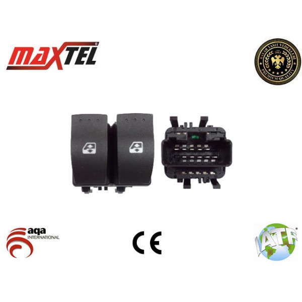 MAXTEL 18204034 Cam Açma Düğmesi Megane II Ön Sol Siyah