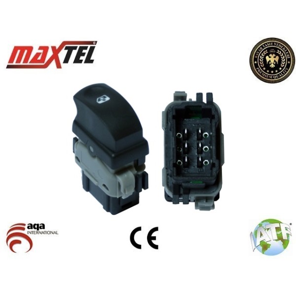 MAXTEL 18204936 Cam Anahtarı Renault CLIO III Sağ 6 Fişli Gri Siyah 