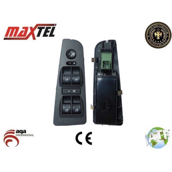 MAXTEL 18205320 Cam Anahtarı Linea Ön Sol Ayna Ayarlı 16 Fişli (Kasalı Yesıl Ve Siyah)