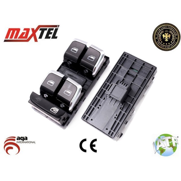 MAXTEL 18231117 Cam Açma Kapama Ve Emniyet Kilit Anahtarı Dörtlü (Krom) A4 13-15 A5 12- Q5 13-
