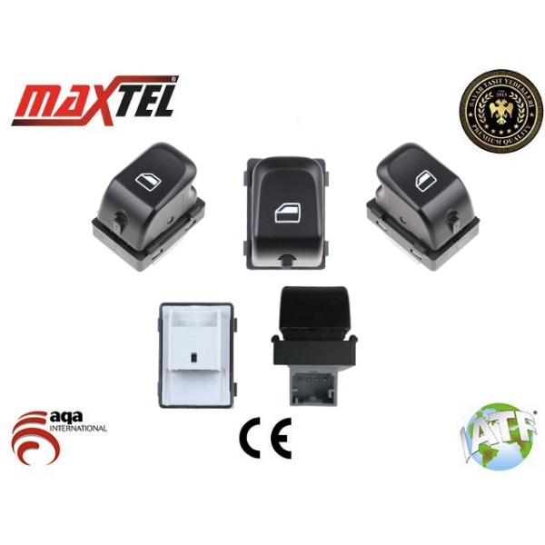 MAXTEL 18231130 Cam Açma Kapama Anahtarı Yolcu Tarafı Tekli A4 08-12 A5 10-11 Q5 09-12 Rs5 10-16