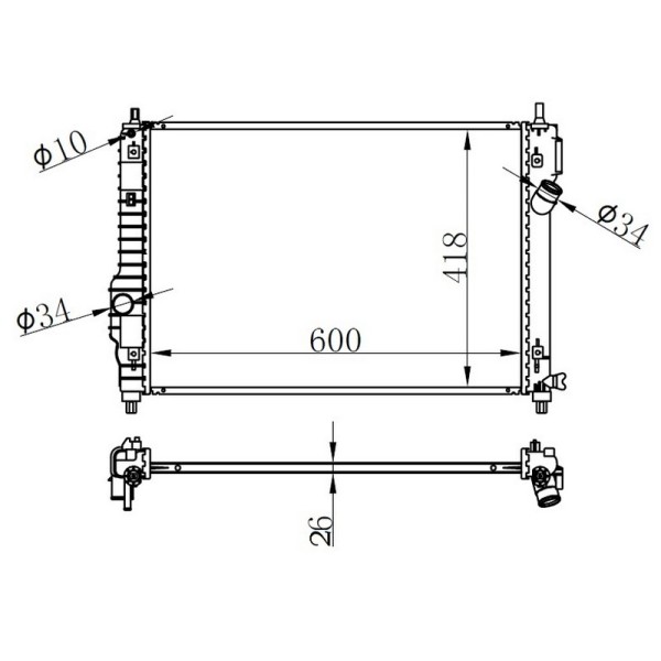 ORIS BCH029026 Radyatör Brazing Mt 600X418X26 Kalos/ Aveo 1.2İ/1.6İ 05 61628