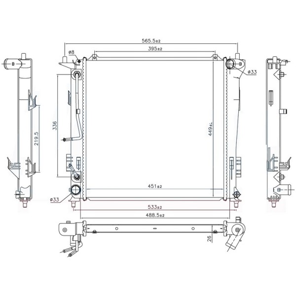 ORIS BHY907026 Radyatör Brazing At 450X448X26 İ30 1.6 CRDI 2007 67078