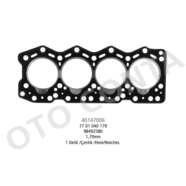 OTO CONTA 40147006 Silindir Kapak Contası 1 Delık Ducato / Master / Boxer / Jumper 2.5D Sofım 1.65Mm