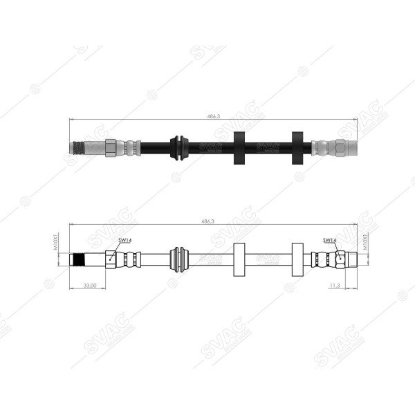 SVAC 100125 Ön Fren Hortumu VW Caddy II 95-04-Ibiza II 93-99-Ibiza III 99-02-Cordoba 93-02-Golf III