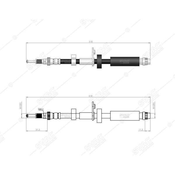 SVAC 60-152 Ön Fren Hortumu (Sag / Sol) Expert III Jumpy III Scudo III 07-