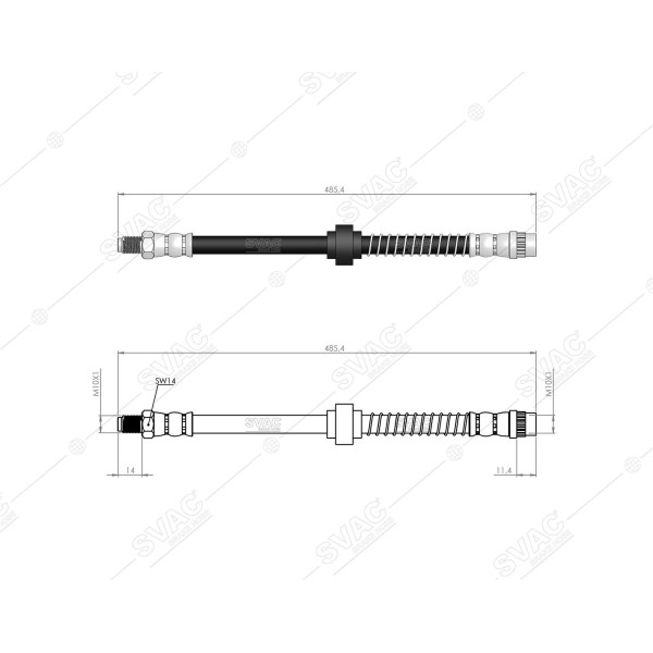 SVAC 600201 Ön Fren Hortumu Citroen C2 02- - C3 03-