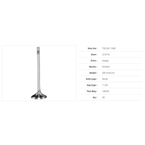 WAX 732 E01 1062 Subap Emme Scania D8 Turbo 50Kx11Sx169Bx30A (6Adet) 
