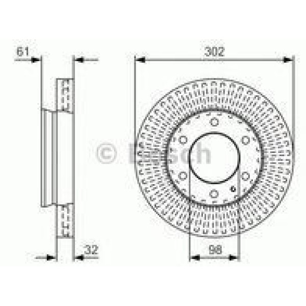 Bosch 0986479V32 Fren Diski &Ouml;n Ford Ranger-Bt 50 B22-B32-Up-Ur 2.2 TDCI 2.2 TDCI 4&times;4-2.5I 4&times;4 302&times;32&times;5Dxhavalı