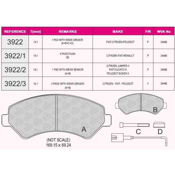 Beşer 3922-1 Fren Balatası &Ouml;n Fişsiz Ducato 06- 