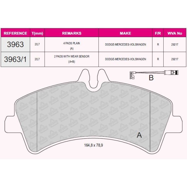 Fren Balatası Arka Crafter Sprinter &Ccedil;ift Teker - Balon Teker 06-; 