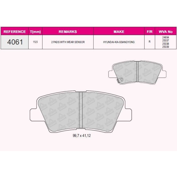 Beşer T62406100 Fren Balatası Arka Accent Blue-Sonata 2.0 Vvtı Gls-3.3 2.0 CRDI 08- 